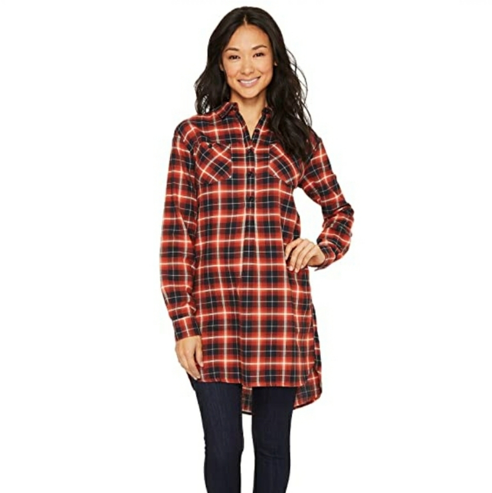 Burton Grace Tunic Flannel in Butters Haze Plaid Size XS